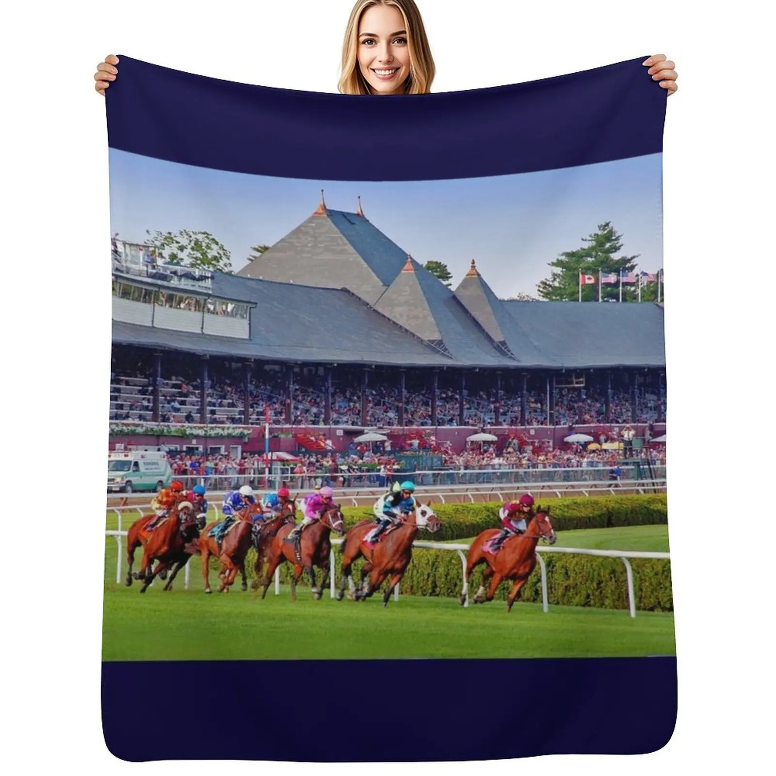Saratoga Race Course Grandstand Throw Blanket Foldable Soft Warm Blanket for Outdoor Use
Saratoga Race Course Grandstand Throw Blanket Foldable Soft Warm Blanket for Outdoor Use