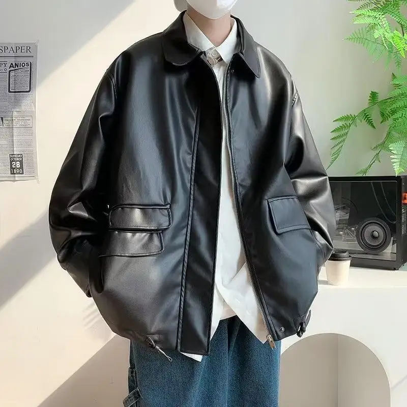 Pu Leather Jacket Men Black Faux Motorcycle Biker Suede Outerwear Fashion Bomber Jackets Mens Turn Down Collar Zipper Moto Coat
Pu Leather Jacket Men Black Faux Motorcycle Biker Suede Outerwear Fashion Bomber Jackets Mens Turn Down Collar Zipper Moto Coat