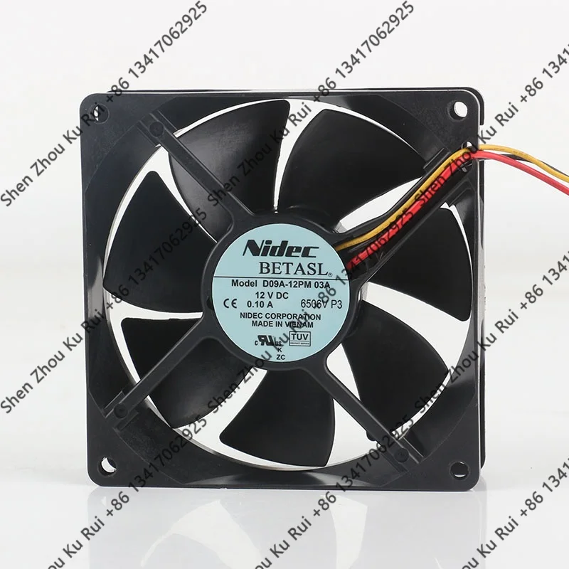 Original Three-wire Nidec D09A-12PM 03A 5V 24V 48V DC 12V 0.10A AC EC 9025 90X90X25MM 9CM Silent Double ball Bearing Cooling fan
Original Three-wire Nidec D09A-12PM 03A 5V 24V 48V DC 12V 0.10A AC EC 9025 90X90X25MM 9CM Silent Double ball Bearing Cooling fan