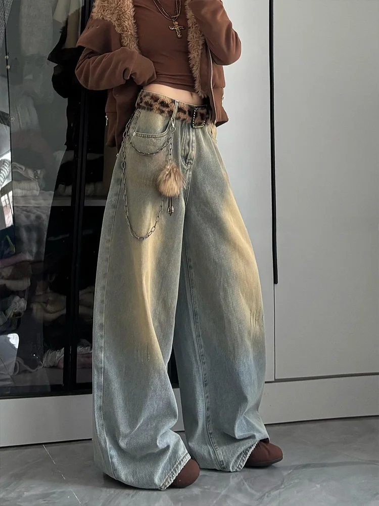 Женские джинсы в стиле ретро, американского уличного дизайна, с эффектом потертости, желтые, свободного кроя, для дерзких девушек, в стиле Lazy Sle, длинные брюки
Женские джинсы в стиле ретро, американского уличного дизайна, с эффектом потертости, желтые, свободного кроя, для дерзких девушек, в стиле Lazy Sle, длинные брюки