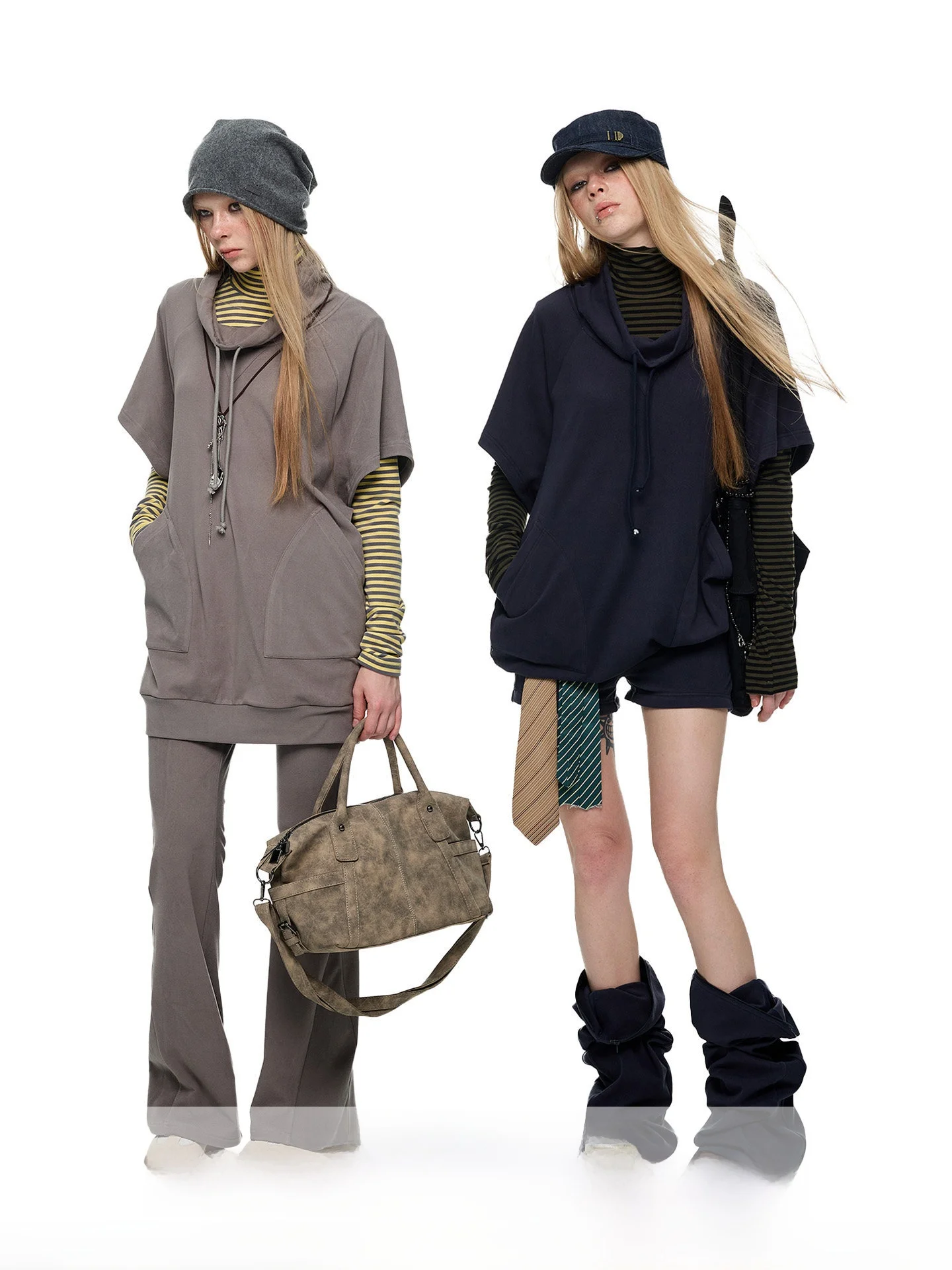 JIKOO Early Spring Two-Way Wear Faux Two-Piece Patchwork Stripe Velvet Feel High Collar Sweatshirt Set Casual Fashion Ensemble
JIKOO Early Spring Two-Way Wear Faux Two-Piece Patchwork Stripe Velvet Feel High Collar Sweatshirt Set Casual Fashion Ensemble