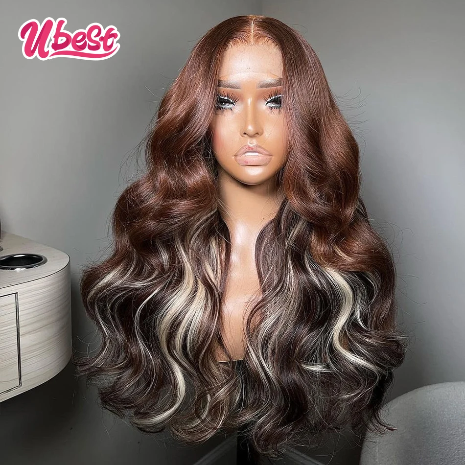 Ubest 13X6 Transparent Lace Front Wigs Body Wave 100% Human Hair Brown With 613 Colored 5X5 Closure Wig Pre Plucked For Women
Ubest 13X6 Transparent Lace Front Wigs Body Wave 100% Human Hair Brown With 613 Colored 5X5 Closure Wig Pre Plucked For Women