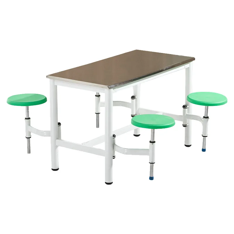 School cafeteria stainless steel dining tables and chairs, fireproof board desktop seats can be rotated inward
School cafeteria stainless steel dining tables and chairs, fireproof board desktop seats can be rotated inward
