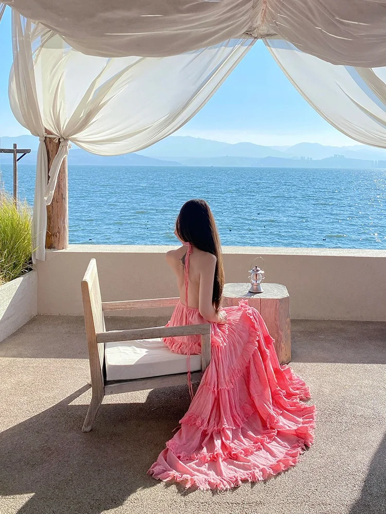 Beach Vacation Style Long Dress Women's Summer Elegant Lady Birthday Dress Sexy Waist Cinching Maxi Skirt Gown
Beach Vacation Style Long Dress Women's Summer Elegant Lady Birthday Dress Sexy Waist Cinching Maxi Skirt Gown