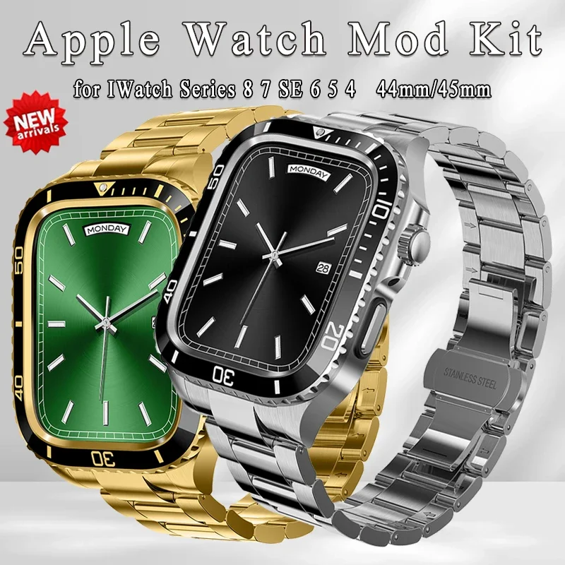 Stainless Steel Case Modification Kit for Apple Watch 9 8 7 Band 45mm Mod Metal Case Bezel for Iwatch Series 6 SE 5 4 44mm Strap
Stainless Steel Case Modification Kit for Apple Watch 9 8 7 Band 45mm Mod Metal Case Bezel for Iwatch Series 6 SE 5 4 44mm Strap