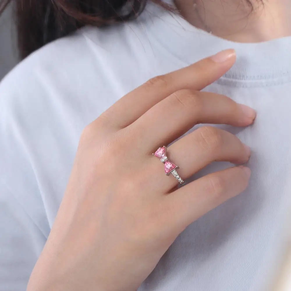 Fashion Pink Bowknot Finger Ring Exquisite Sweet Bow-tie Ring Adjustable Alloy Bowknot Opening Ring Finger Ornaments
Fashion Pink Bowknot Finger Ring Exquisite Sweet Bow-tie Ring Adjustable Alloy Bowknot Opening Ring Finger Ornaments