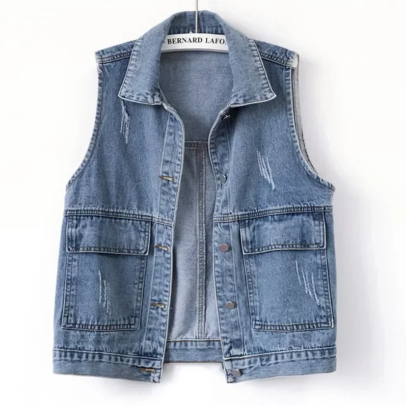 Denim Vest for Women Coat Casual Streetwear Jean Jackets Female Pockets Sleeveless Single Breasted Outerwear Ladies Waistcoat
Denim Vest for Women Coat Casual Streetwear Jean Jackets Female Pockets Sleeveless Single Breasted Outerwear Ladies Waistcoat