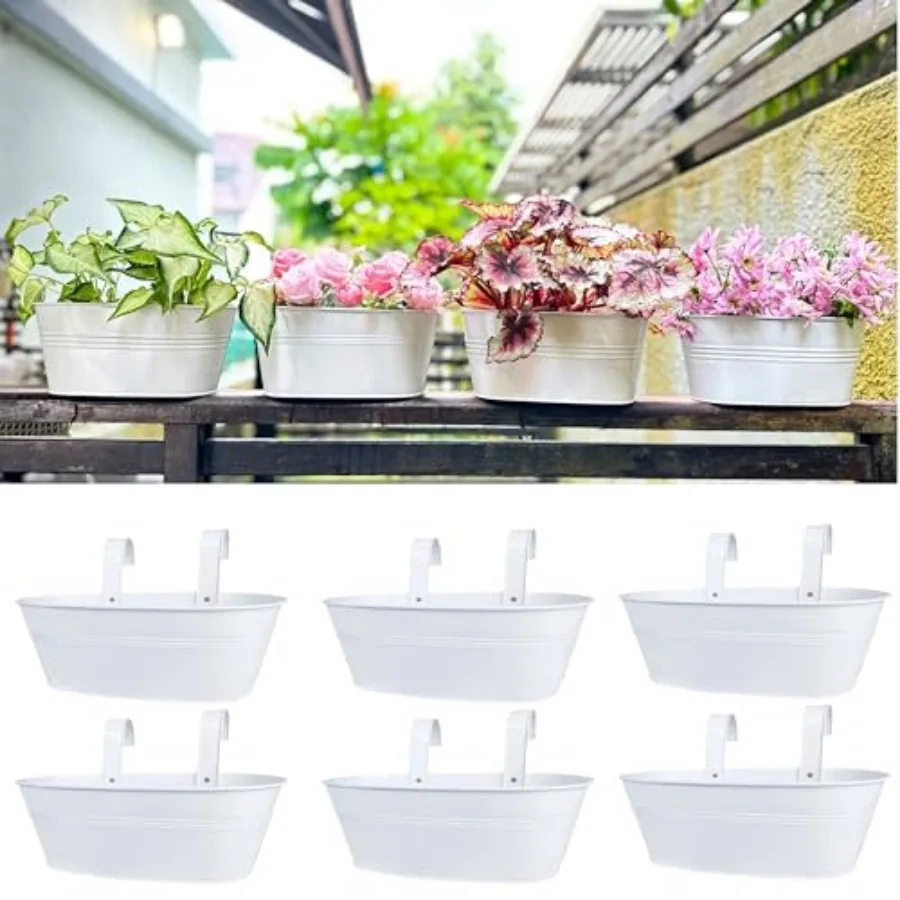 LaLaGreen Outdoor Plants Rail Planter 15 Inch 6 Pack White Metal Iron Hanging Flower Pot Deck Railing Fence Bucket Modern Boho
LaLaGreen Outdoor Plants Rail Planter 15 Inch 6 Pack White Metal Iron Hanging Flower Pot Deck Railing Fence Bucket Modern Boho