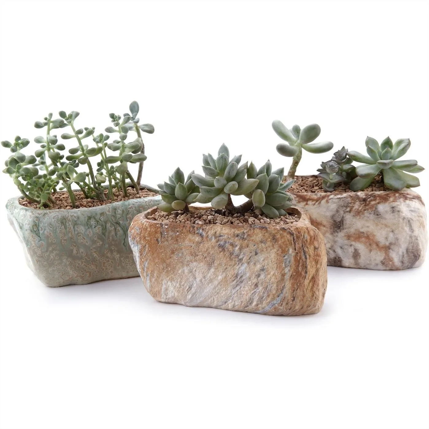 Ceramic Succulent Pots with Drainage Hole Set of 3, Stone Shape Planter for Small Cactus, Home Office Desk Decoration
Ceramic Succulent Pots with Drainage Hole Set of 3, Stone Shape Planter for Small Cactus, Home Office Desk Decoration