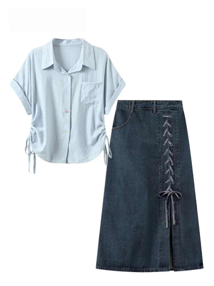 Cara CLUB plus Size College Style Set Short Sleeve Shirt Half Skirt Elegant plus Size Women's Spring Summer Fashion Dress
Cara CLUB plus Size College Style Set Short Sleeve Shirt Half Skirt Elegant plus Size Women's Spring Summer Fashion Dress