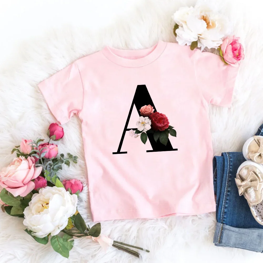 Summer Pink Girl Kid T-shirt A B C 26 Letter Flowers Cute Ins Wind Sweet Baby Tee Top Short Sleeve Creative Children Clothes
Summer Pink Girl Kid T-shirt A B C 26 Letter Flowers Cute Ins Wind Sweet Baby Tee Top Short Sleeve Creative Children Clothes