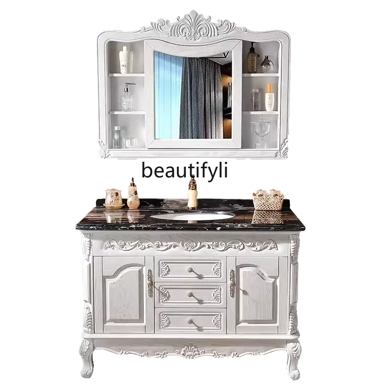 cqyEuropean Oak Bathroom Cabinet Combination Bathroom Table Washbasin Solid Wood Floor Cabinet
cqyEuropean Oak Bathroom Cabinet Combination Bathroom Table Washbasin Solid Wood Floor Cabinet