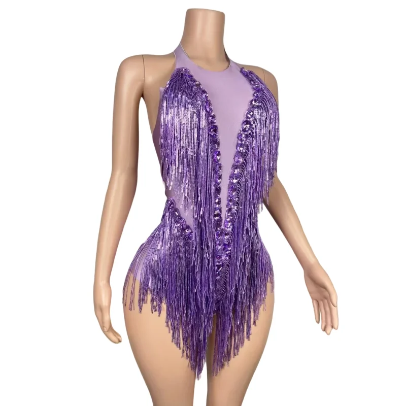 Sexy Backless Halter Rhinestones Sequin Tassel Bodysuit for Women Nightclub Party Show Stage Wear Latin Dance Team Stage Costume
Sexy Backless Halter Rhinestones Sequin Tassel Bodysuit for Women Nightclub Party Show Stage Wear Latin Dance Team Stage Costume