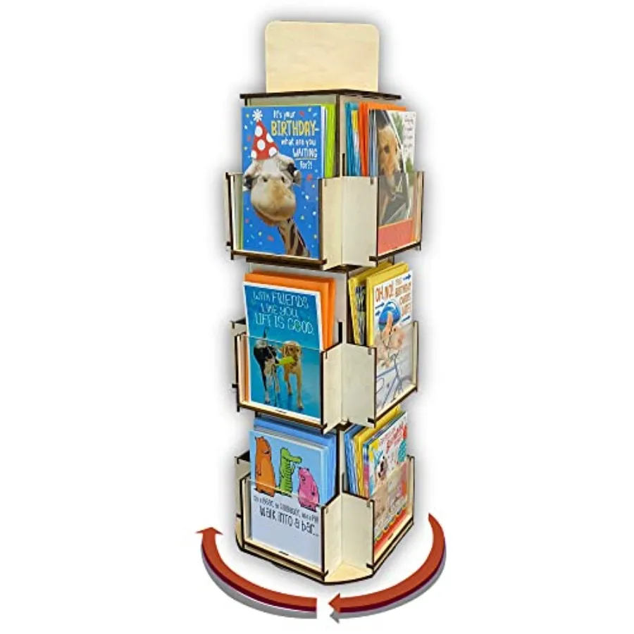 Rotating Greeting Card Display Stand, 3 Tier Wooden Organizer, 4-Sided Display Rack Spinning Multi-Pocket Display for Coasters,
Rotating Greeting Card Display Stand, 3 Tier Wooden Organizer, 4-Sided Display Rack Spinning Multi-Pocket Display for Coasters,