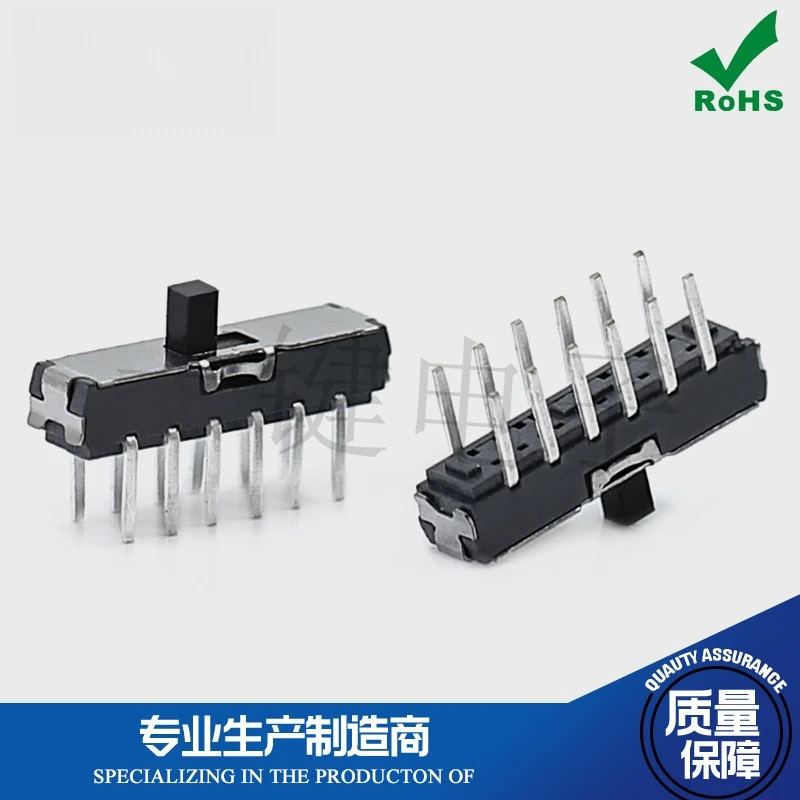 50Pcs/Lot 4P2T Micro Switch Double Row 12 Pin 2-Position 2H Vertical Plug in Sliding Switch for Electronic Products
50Pcs/Lot 4P2T Micro Switch Double Row 12 Pin 2-Position 2H Vertical Plug in Sliding Switch for Electronic Products