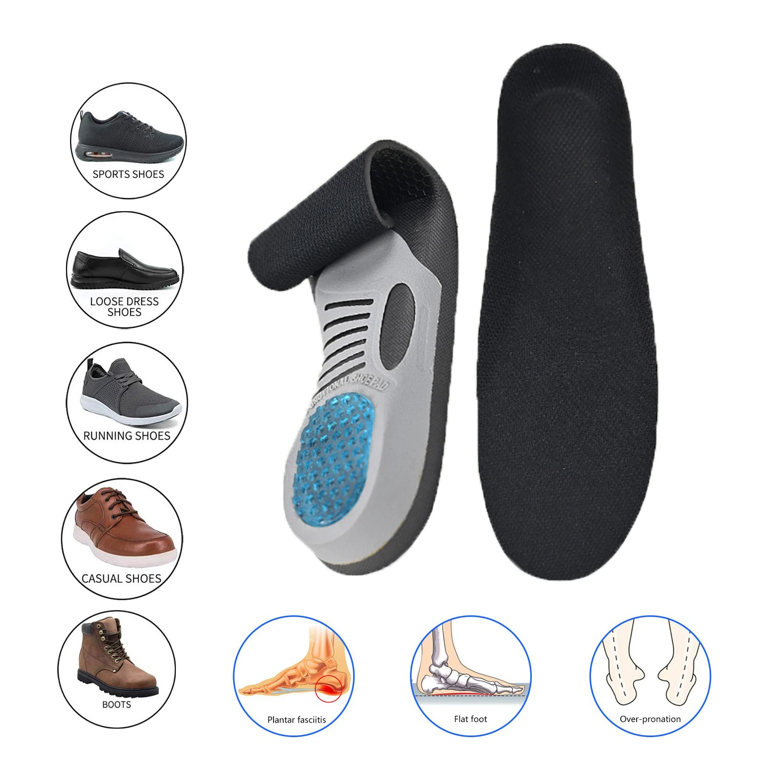 1 Pair Plantar Fasciitis Orthotic Shoe Inserts Arch Support Gel Comfort Shoe Insoles Athletic Running Insoles For Women And Men
1 Pair Plantar Fasciitis Orthotic Shoe Inserts Arch Support Gel Comfort Shoe Insoles Athletic Running Insoles For Women And Men