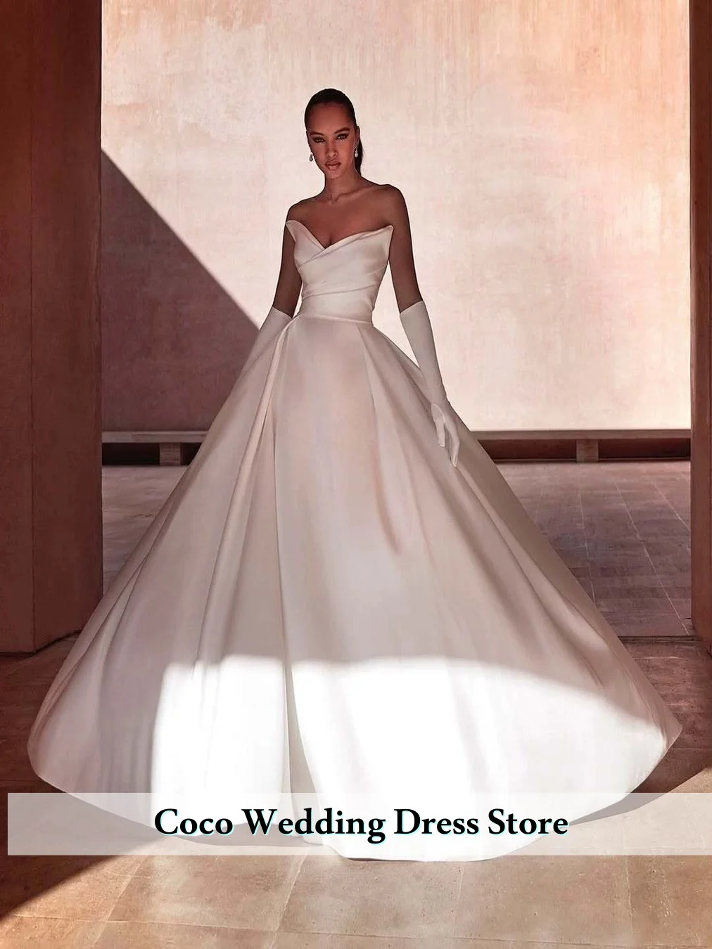 Customized Elegant Satin Wedding Dresses Princess Pleats Bridal Gowns Lacing Up Back Formal Church Wedding Robe Vestido De Novia
Customized Elegant Satin Wedding Dresses Princess Pleats Bridal Gowns Lacing Up Back Formal Church Wedding Robe Vestido De Novia