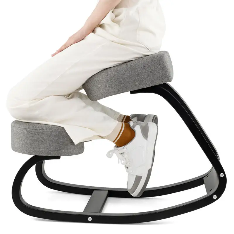 Wooden Ergonomic Backless Rocking Kneeling Chair with Padded Cushion-Gray
Wooden Ergonomic Backless Rocking Kneeling Chair with Padded Cushion-Gray