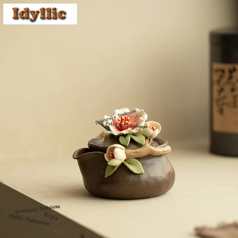 120ml Handmade Peach Blossoms Teapot Elegant Tea Infuser Pot Tea Maker Kettle with Strainer Tableware Accessories Decoration
120ml Handmade Peach Blossoms Teapot Elegant Tea Infuser Pot Tea Maker Kettle with Strainer Tableware Accessories Decoration