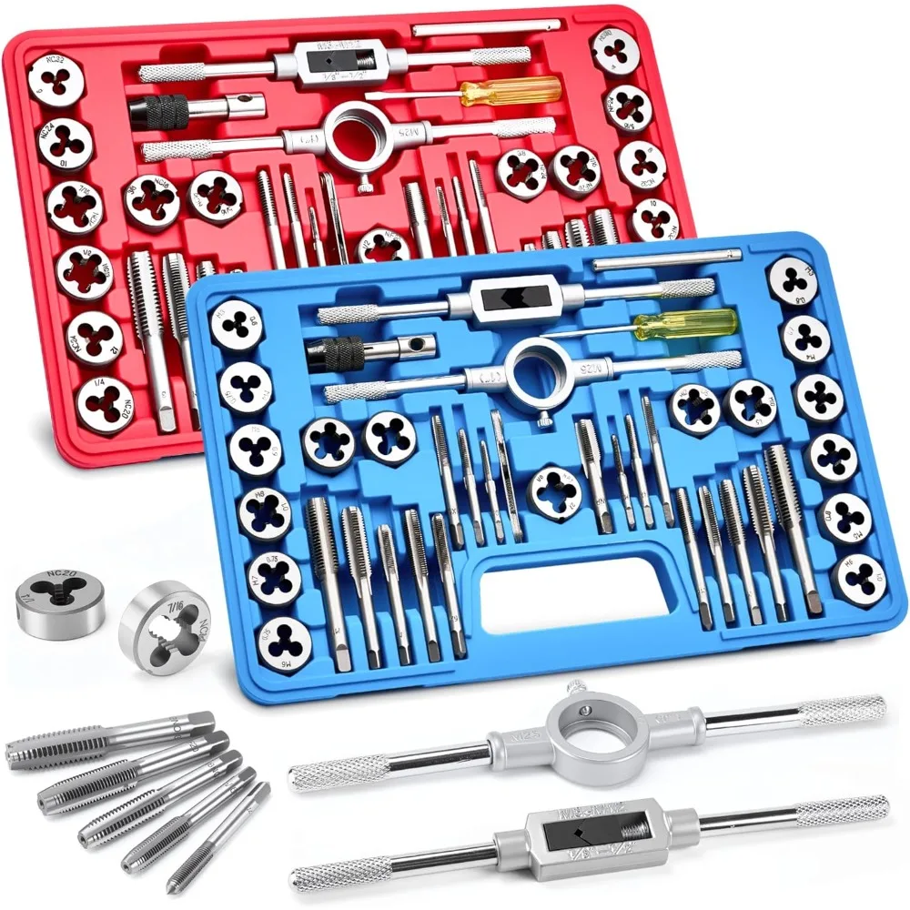 US Shipping 80pcs Tap and Die Set Metric and Standard Threading Tool Kit for Cutting Repairing Internal External Threads NC
US Shipping 80pcs Tap and Die Set Metric and Standard Threading Tool Kit for Cutting Repairing Internal External Threads NC