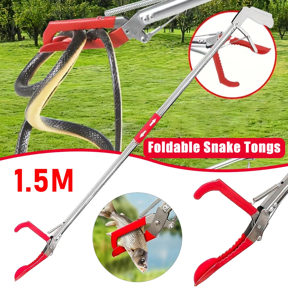 1.5M Foldable Snake Tongs Stainless Steel Snake Catcher Tongs Snake Hook Pliers Garbage Clip To Catch Loach Crab Rubbish Clip
1.5M Foldable Snake Tongs Stainless Steel Snake Catcher Tongs Snake Hook Pliers Garbage Clip To Catch Loach Crab Rubbish Clip
