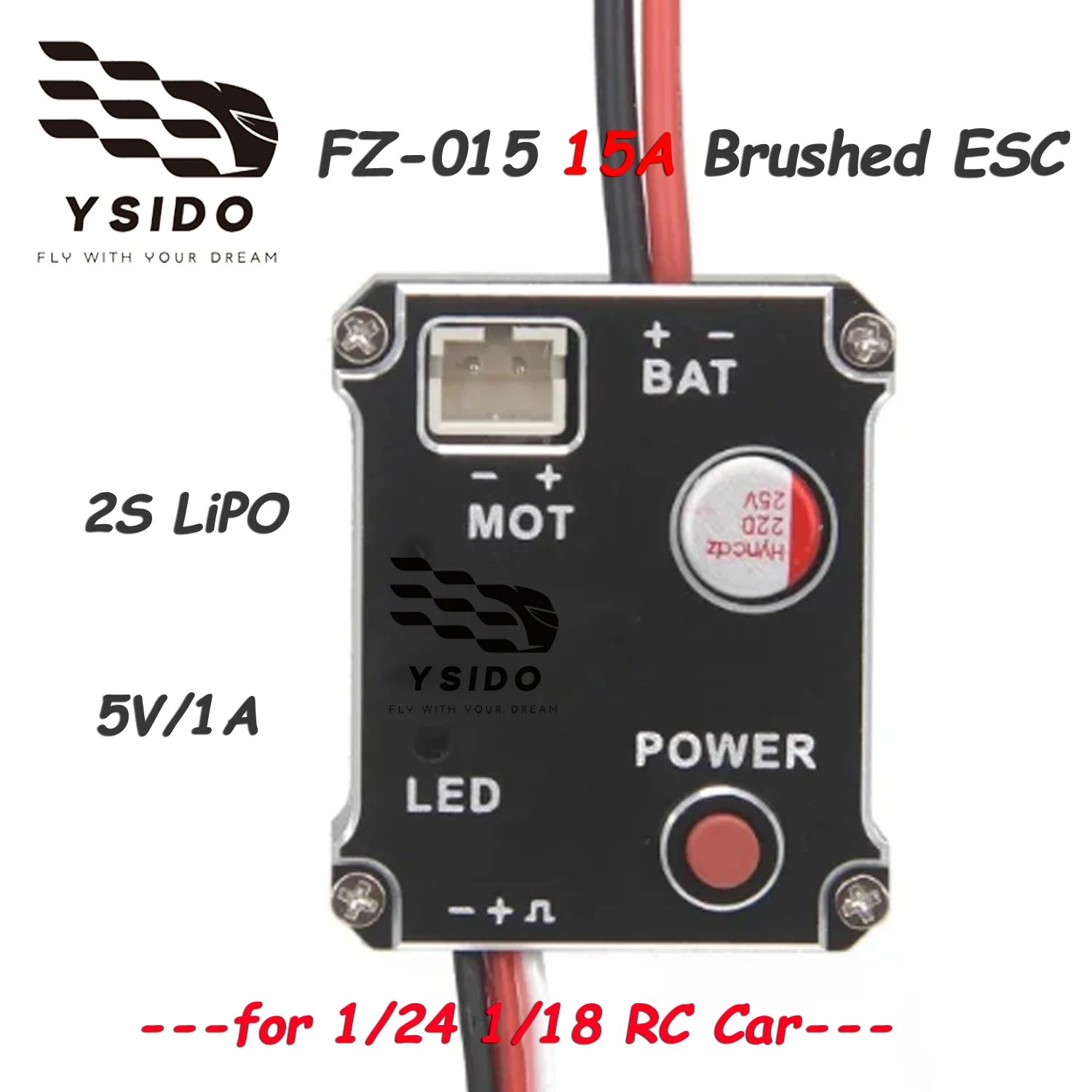 FZ-015 15A Brushed ESC 2S Lipo 5V/1A BEC for 1/24 1/18 RC Climbing Drift Off-road Car TRX4M FMS FCX24 SCX24 RC Crawler Upgrade
FZ-015 15A Brushed ESC 2S Lipo 5V/1A BEC for 1/24 1/18 RC Climbing Drift Off-road Car TRX4M FMS FCX24 SCX24 RC Crawler Upgrade