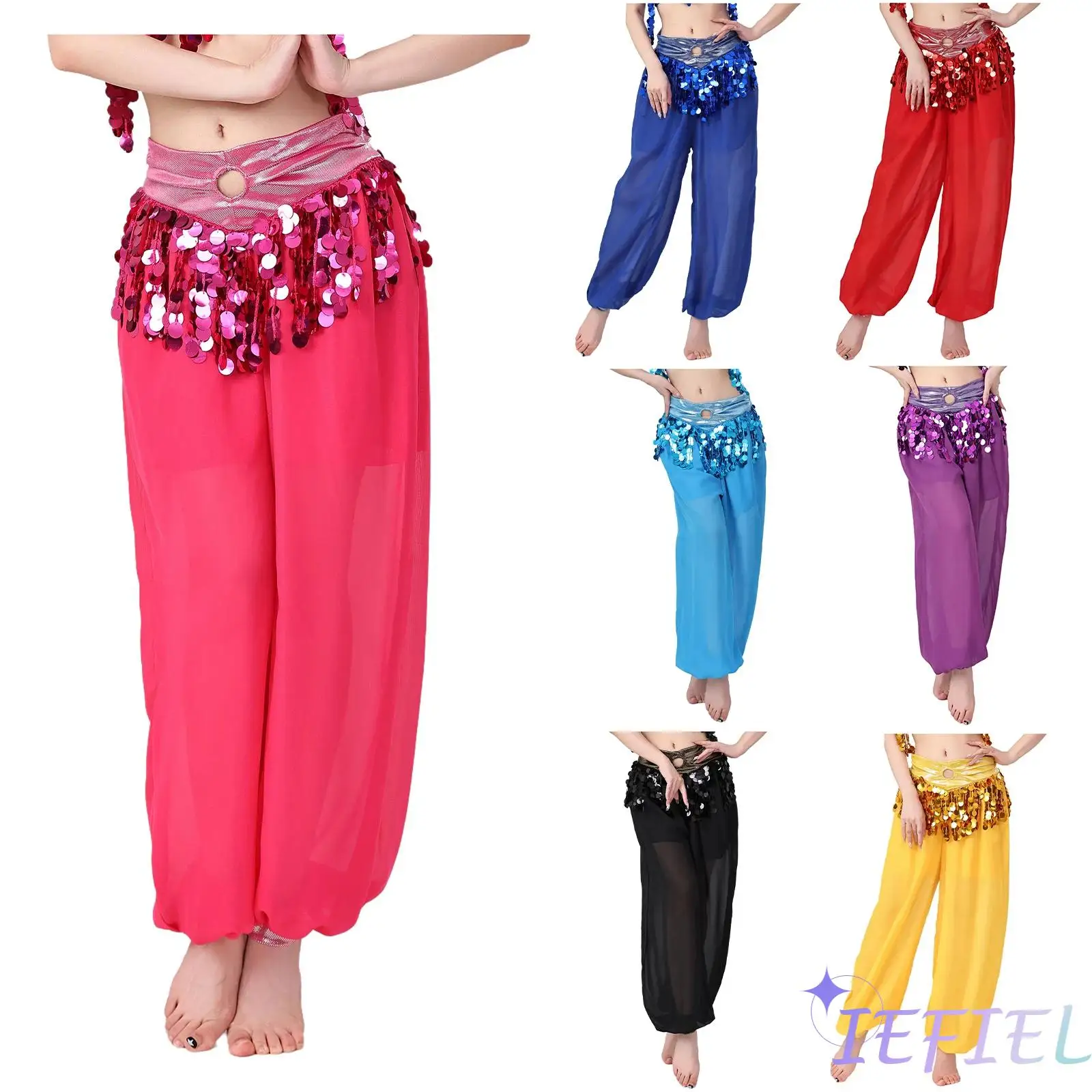 Flowing Belly Dance Pants for Women with Elasticized High Waist And Sequin Tassel Details for Indian Dance Performance Practice
Flowing Belly Dance Pants for Women with Elasticized High Waist And Sequin Tassel Details for Indian Dance Performance Practice