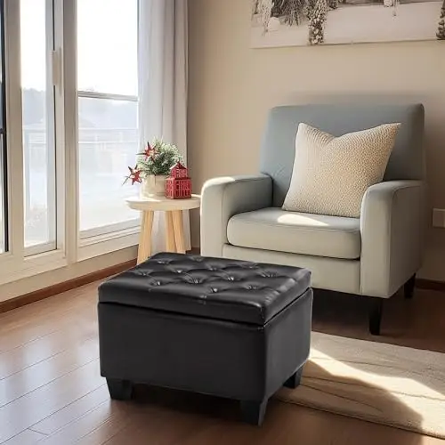 24 Inch Modern Tufted Bedroom Ottoman Bench, Faux Leather Lift Top Upholstered Foam Padded Rectangular Footstool, Easy Assemble
24 Inch Modern Tufted Bedroom Ottoman Bench, Faux Leather Lift Top Upholstered Foam Padded Rectangular Footstool, Easy Assemble