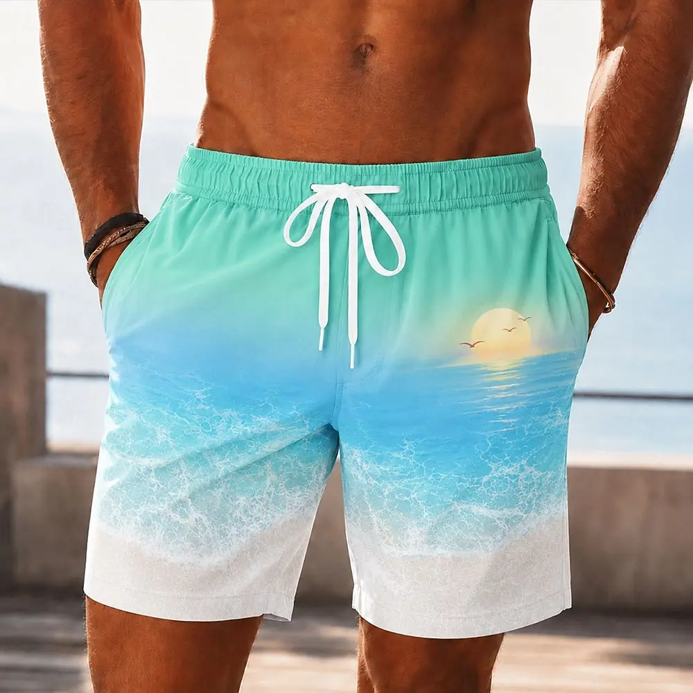 Versatile Basic Men's Printed Beach Shorts, Elegant Simple Print, Elastic Loose Style, Casual Wear For Summer Outdoor Activities
Versatile Basic Men's Printed Beach Shorts, Elegant Simple Print, Elastic Loose Style, Casual Wear For Summer Outdoor Activities