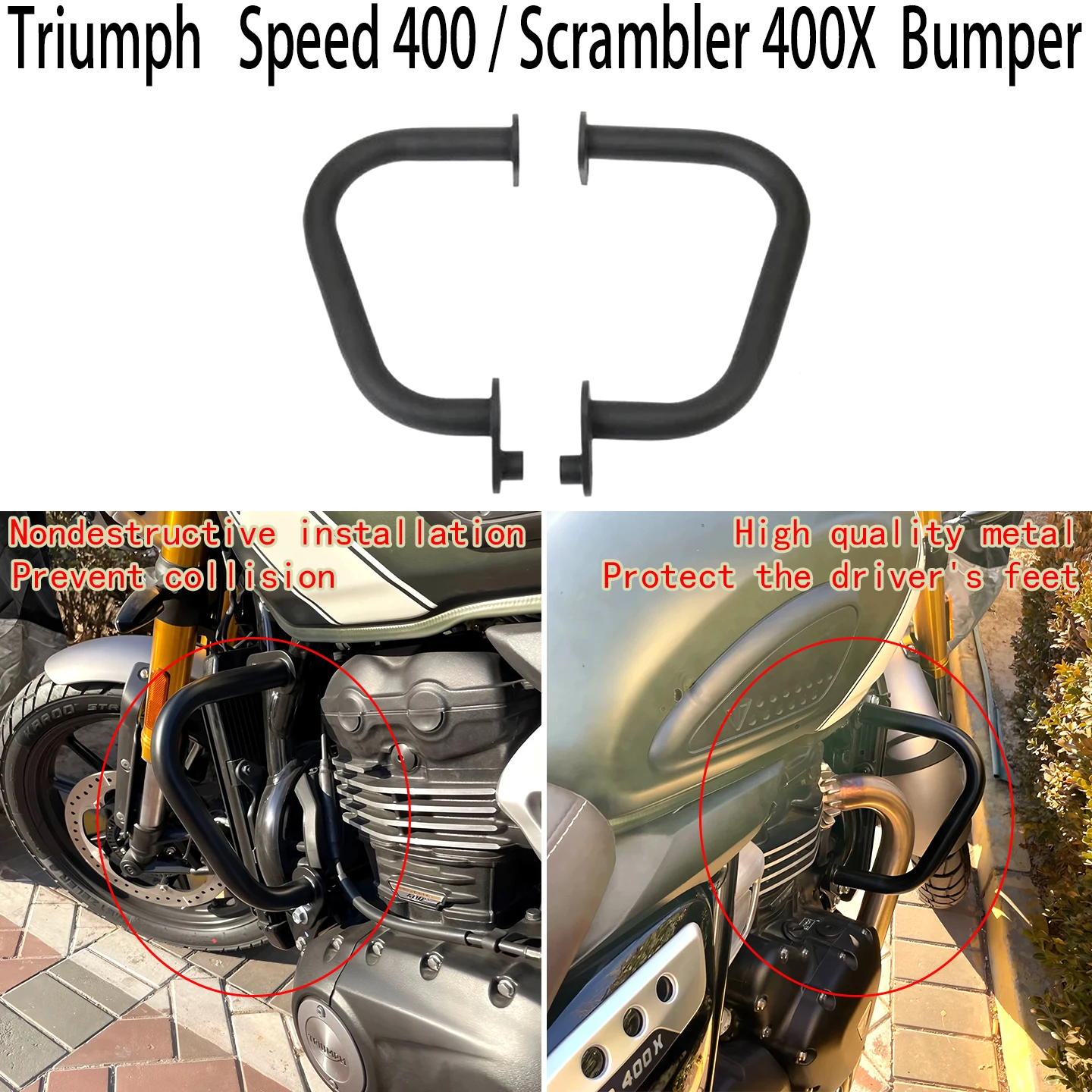 For Triumph Scrambler 400X Bumper Trident Speed 400 Prevent collision 2024-2025 Prevent wear bodywork Protective foot
For Triumph Scrambler 400X Bumper Trident Speed 400 Prevent collision 2024-2025 Prevent wear bodywork Protective foot