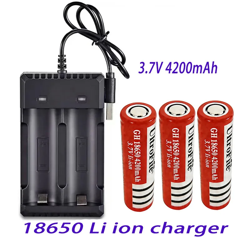 100% original Rechargable Battery 18650 3.7 V 4200mAh Battery for LED Lantern torch+USB Charger
100% original Rechargable Battery 18650 3.7 V 4200mAh Battery for LED Lantern torch+USB Charger