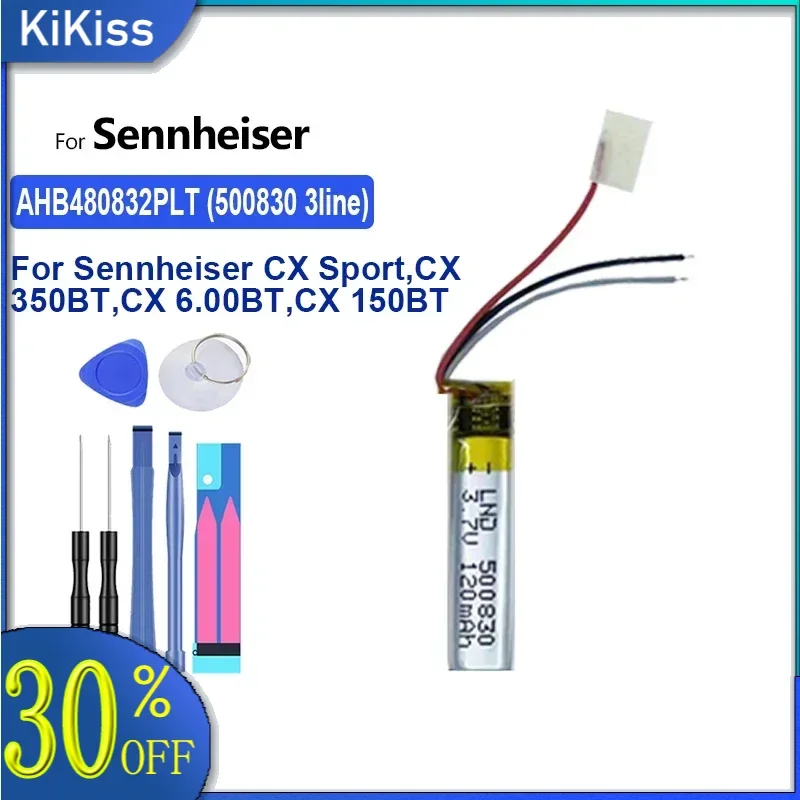 Battery 120mAh AHB480832PLT (500830 3line) For Sennheiser CX Sport CX350BT CX6.00BT CX150BT Headset
Battery 120mAh AHB480832PLT (500830 3line) For Sennheiser CX Sport CX350BT CX6.00BT CX150BT Headset