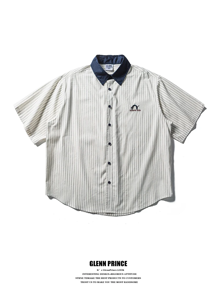 Loose Fit Men's Short Sleeve Shirt Contrast Color Vertical Stripes Summer Artistic Style Youthful Feel GPstudio Japanese Retr...
Loose Fit Men's Short Sleeve Shirt Contrast Color Vertical Stripes Summer Artistic Style Youthful Feel GPstudio Japanese Retr...