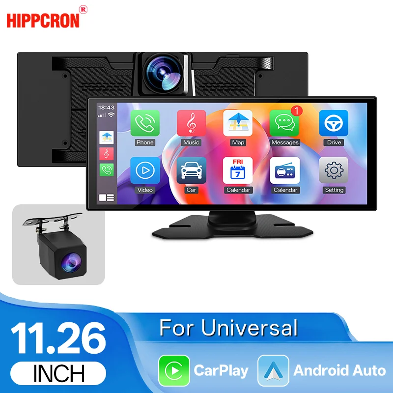 Hippcron 11.26" Portable Car Radio Multimedia Video Player IPS Touch Screen 1080P DVR Wireless CarPlay/Android Auto Dual Lens
Hippcron 11.26" Portable Car Radio Multimedia Video Player IPS Touch Screen 1080P DVR Wireless CarPlay/Android Auto Dual Lens
