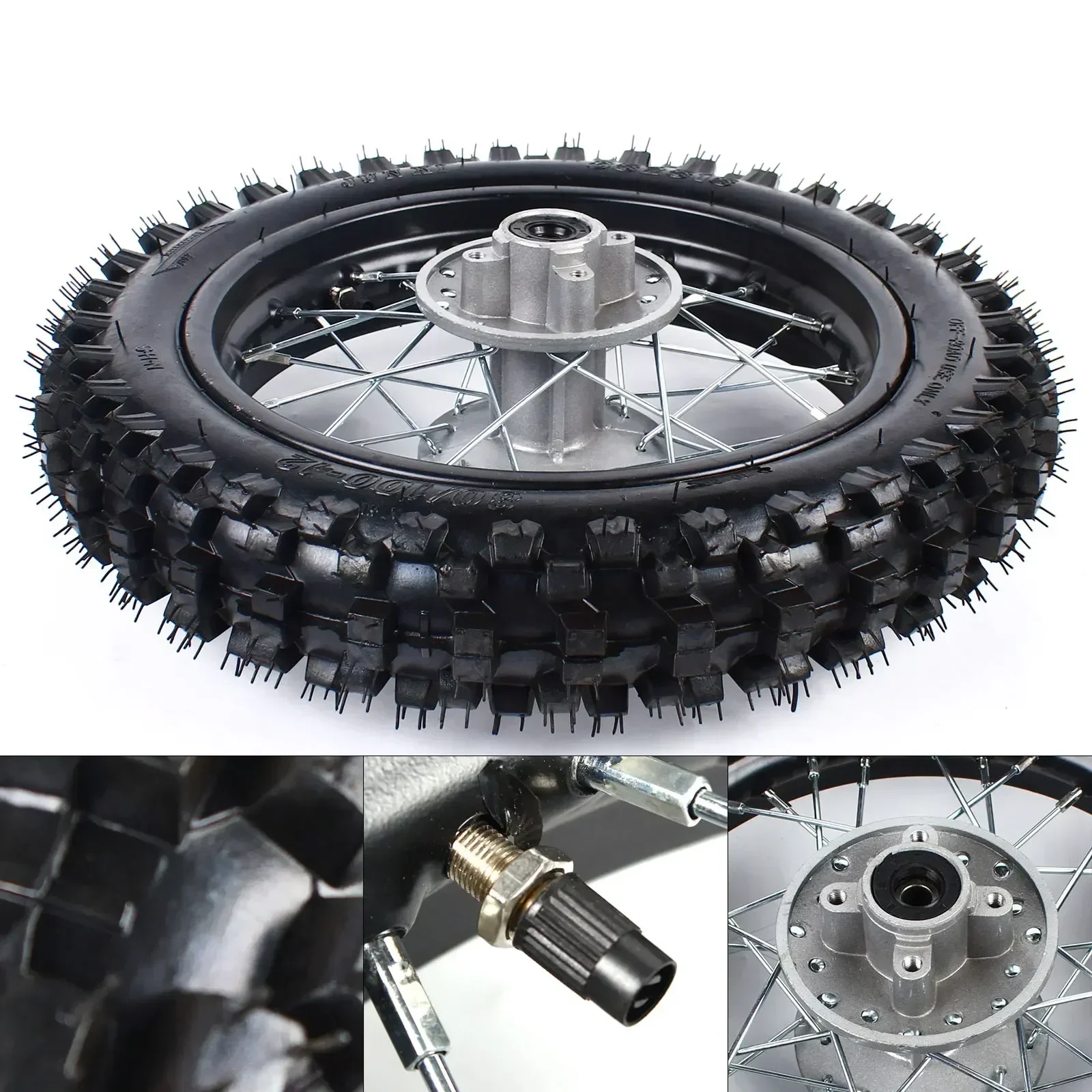 80/100-12 Rear Wheel Rim Tire with Corrosion-Resistant Electroplating, 32 Spokes for Stability, Disc Brake for Efficient
80/100-12 Rear Wheel Rim Tire with Corrosion-Resistant Electroplating, 32 Spokes for Stability, Disc Brake for Efficient