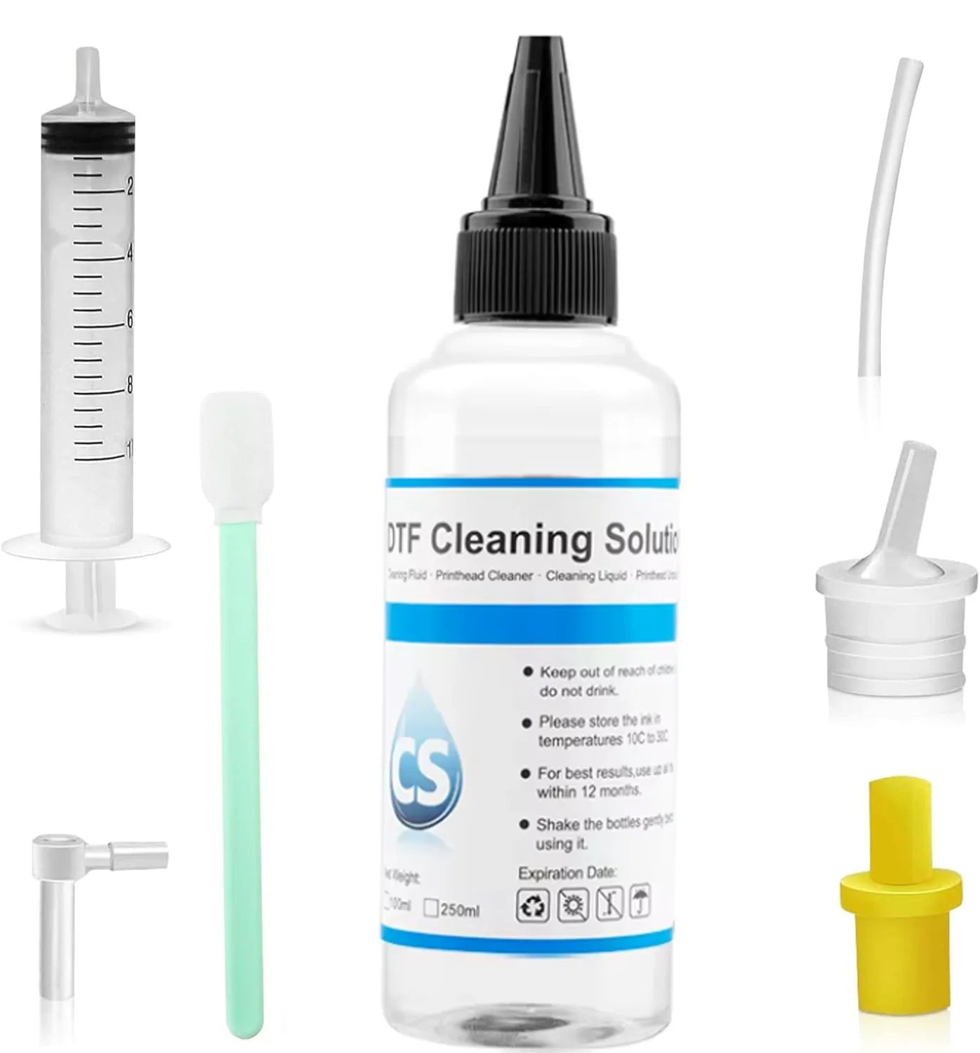 100ML Printer DTF Ink Cleaning Liquid Printhead Head Cleaning Solution Cleaner For Epson Inkjet Printers With Syringe Kit Tools