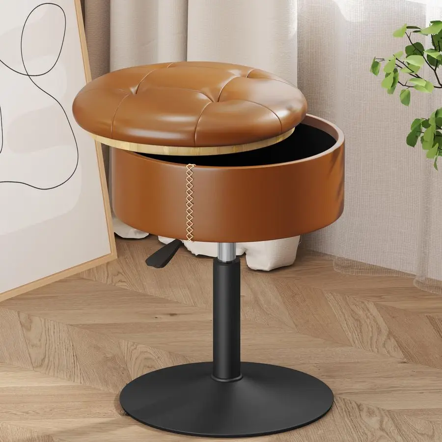Vanity Stool with Storage, Height Adjustable amp 360 Swivel Vanity Chair for Makeup Room, Small Ottoman, Brown PU Leather
Vanity Stool with Storage, Height Adjustable amp 360 Swivel Vanity Chair for Makeup Room, Small Ottoman, Brown PU Leather