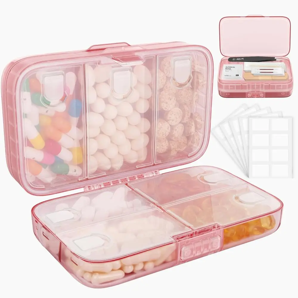Compact 8-Compartment Travel Pill Organizer with Airtight Moisture Protection for Daily Medications, Vitamins, Supplements, and
Compact 8-Compartment Travel Pill Organizer with Airtight Moisture Protection for Daily Medications, Vitamins, Supplements, and