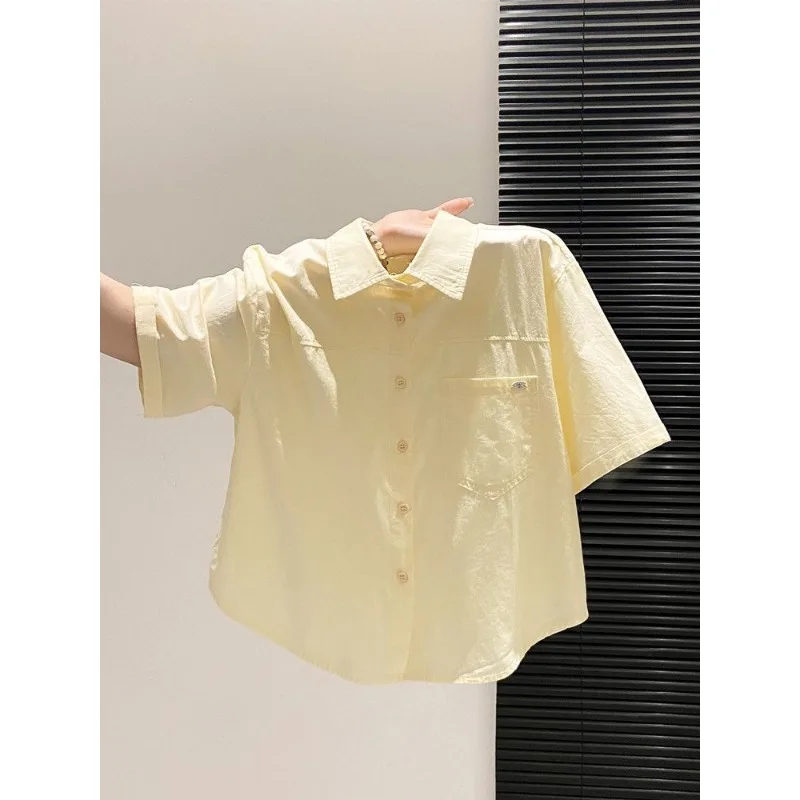 Women's Pure Cotton Short Sleeve Shirt Casual Loose Short Blouse Summer Versatile Chic Top
Women's Pure Cotton Short Sleeve Shirt Casual Loose Short Blouse Summer Versatile Chic Top