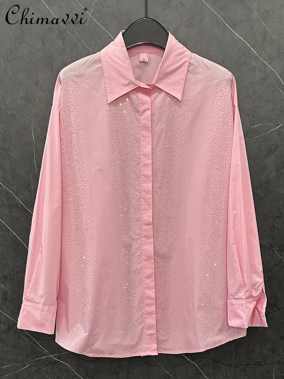 Spring and Summer New Heavy New Fashion Hot Diamond Long-sleeved Shirt Women's Loose Casual Versatile Mid-length Blouse Tops
Spring and Summer New Heavy New Fashion Hot Diamond Long-sleeved Shirt Women's Loose Casual Versatile Mid-length Blouse Tops