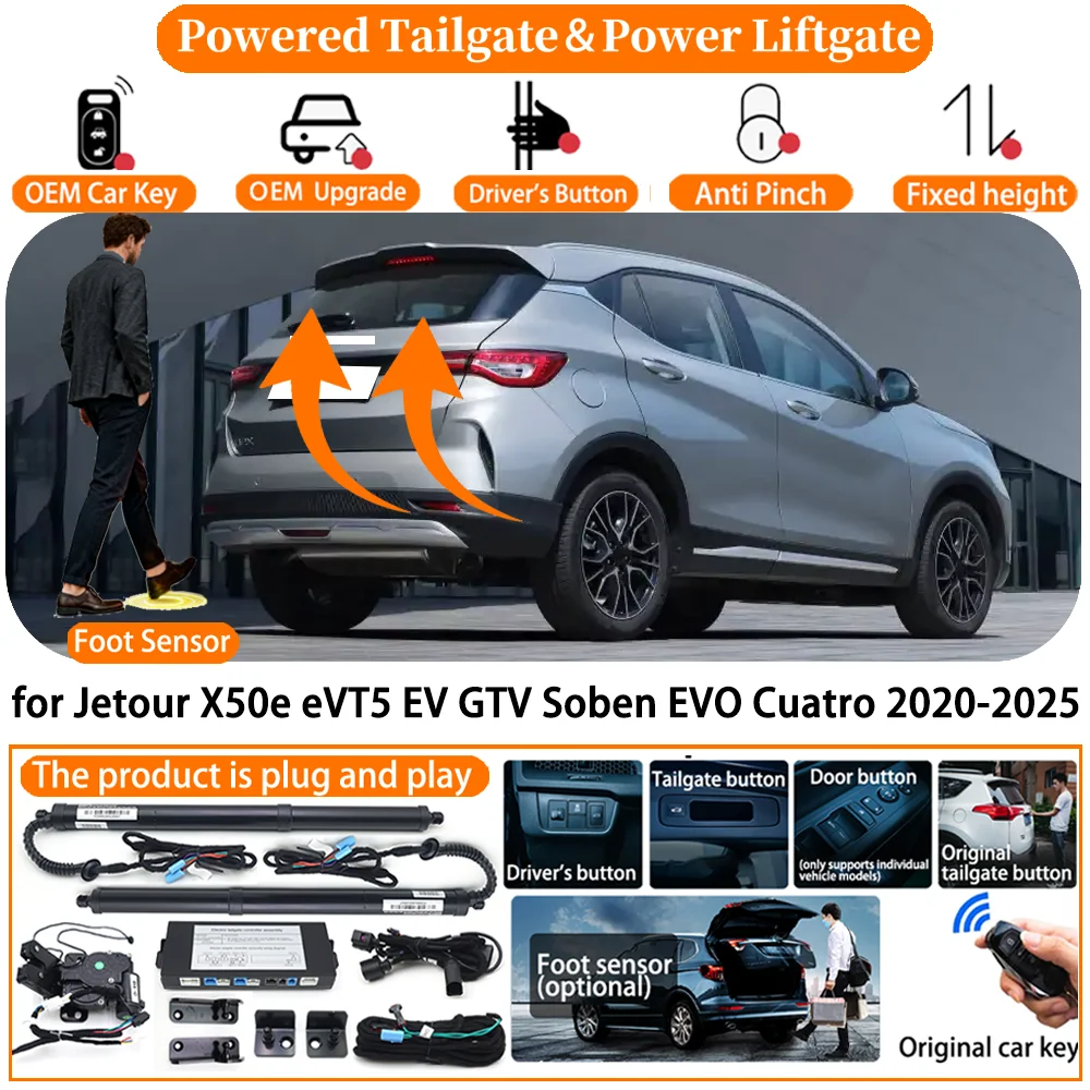 Powered Tailgate for Jetour X50e eVT5 EV GTV Soben EVO Cuatro 2020-2025 Automatic Electric Power Tailgate Tail Gate Lift kit
Powered Tailgate for Jetour X50e eVT5 EV GTV Soben EVO Cuatro 2020-2025 Automatic Electric Power Tailgate Tail Gate Lift kit