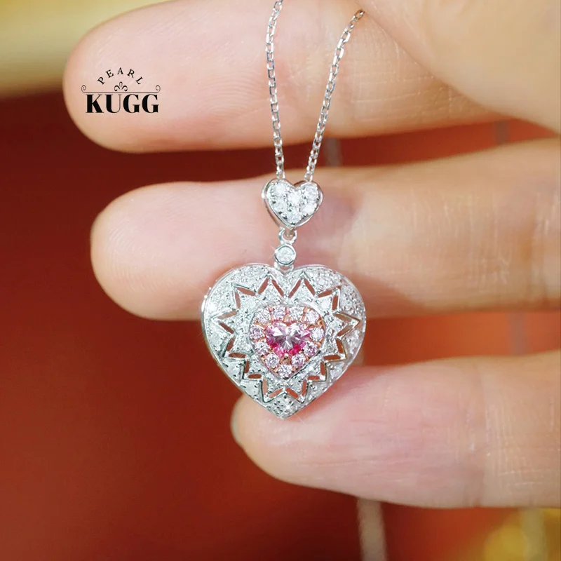 KUGG 100% 18K White Gold Necklace Vintage Heart Shape Real Natural Pink Diamond Pendant Necklace for Women High Party Jewelry
KUGG 100% 18K White Gold Necklace Vintage Heart Shape Real Natural Pink Diamond Pendant Necklace for Women High Party Jewelry