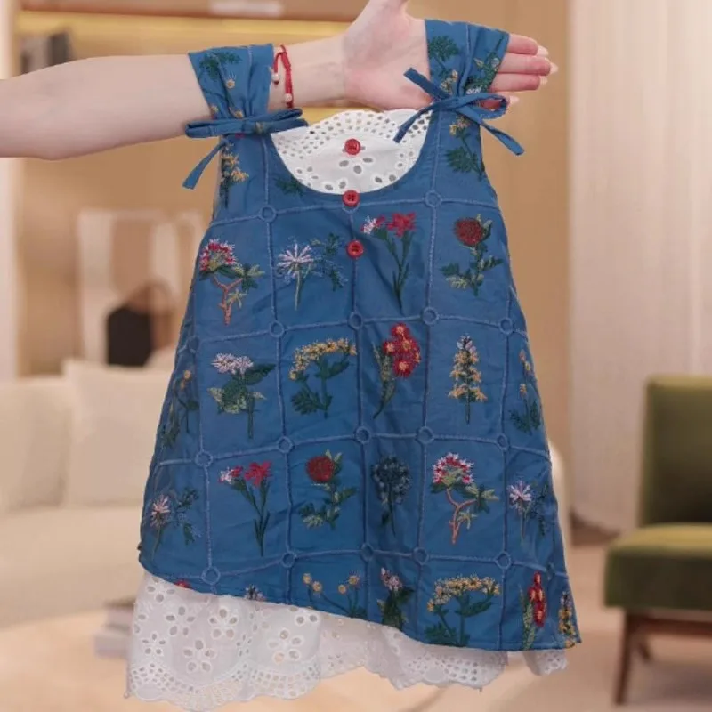 TOY-Girls' Dress2025New Summer Fashionable Women's Sleeveless Vest Dress with Lace Embroidery and Floral Print
TOY-Girls' Dress2025New Summer Fashionable Women's Sleeveless Vest Dress with Lace Embroidery and Floral Print