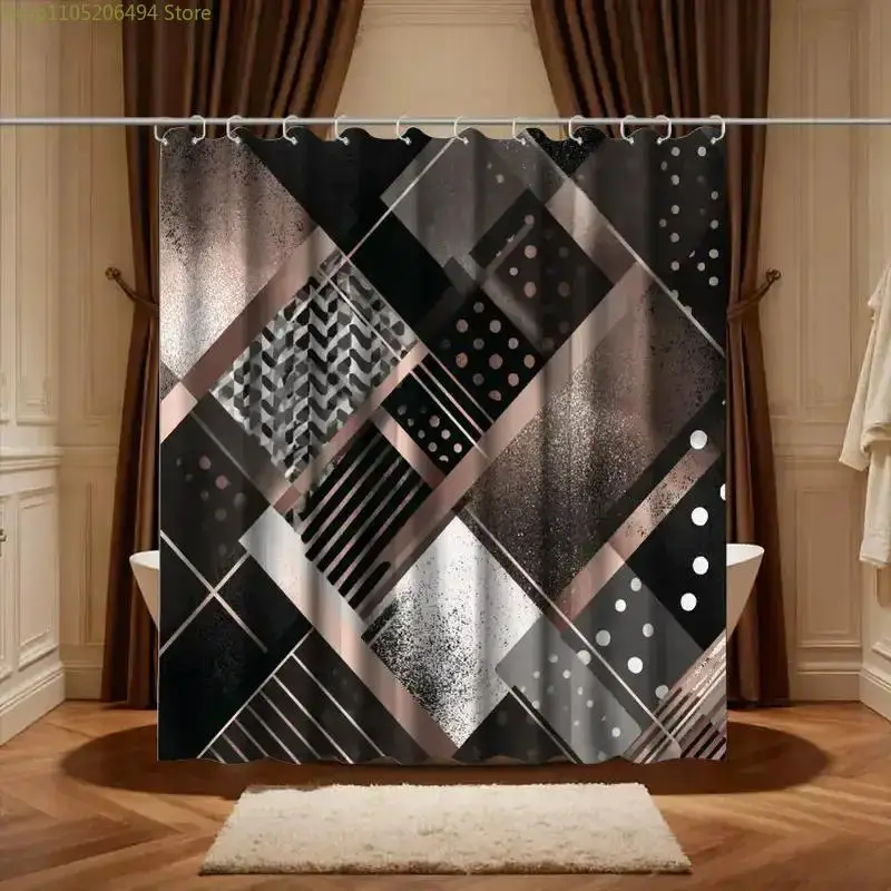 Modern Geometric Abstract Shower Curtain, Black and Gray Pattern Design, Waterproof Bath Liner for Home Decor Cozy Bathroom Idea
Modern Geometric Abstract Shower Curtain, Black and Gray Pattern Design, Waterproof Bath Liner for Home Decor Cozy Bathroom Idea