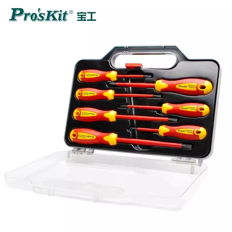Proskit SD-8012 electrician dedicated high voltage insulated screwdriver set 7-piece screwdriver set cross shaped straight
Proskit SD-8012 electrician dedicated high voltage insulated screwdriver set 7-piece screwdriver set cross shaped straight
