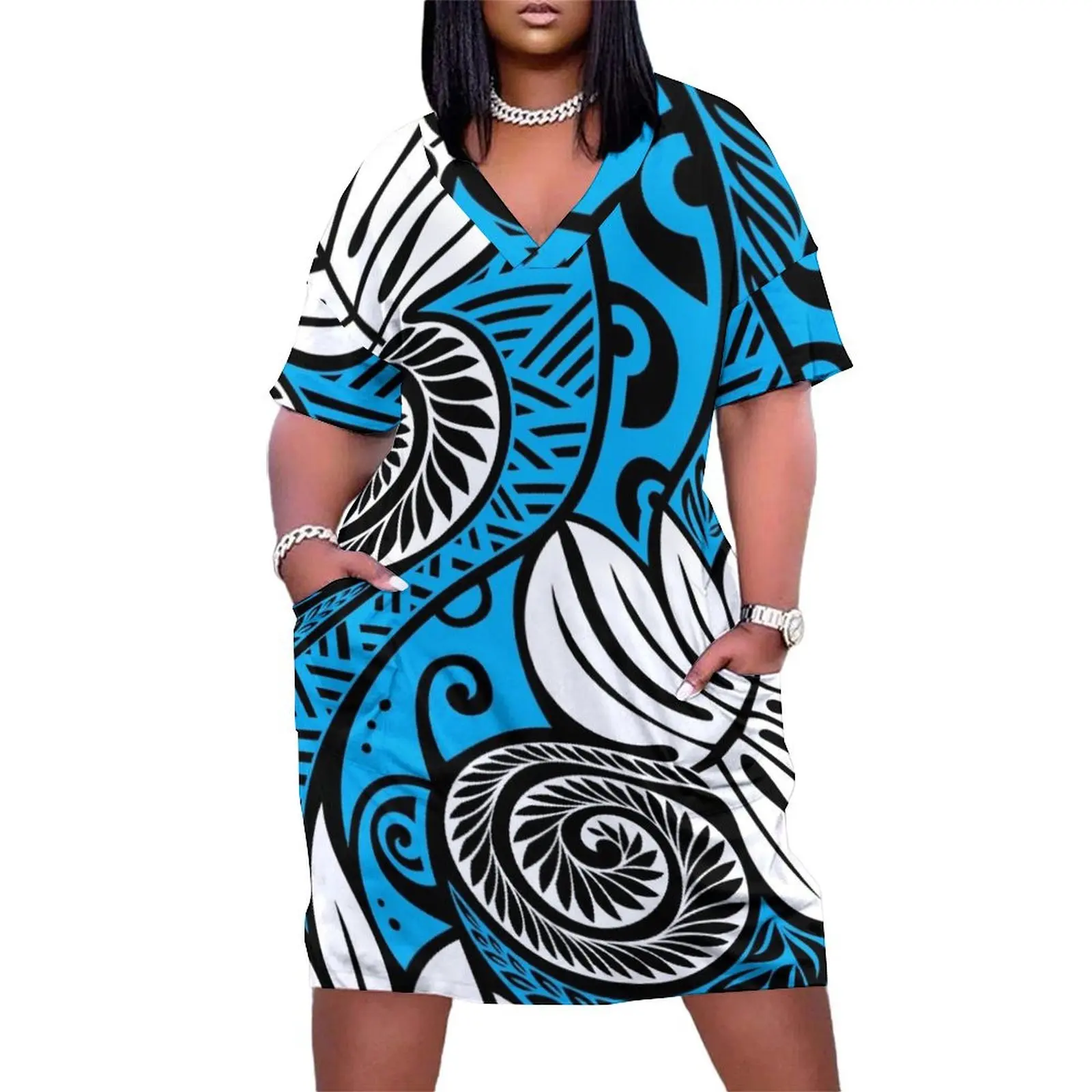 Hawaiian ulu breadfruit blue white black design Loose Pocket Dress Aesthetic clothing clothes for women
Hawaiian ulu breadfruit blue white black design Loose Pocket Dress Aesthetic clothing clothes for women
