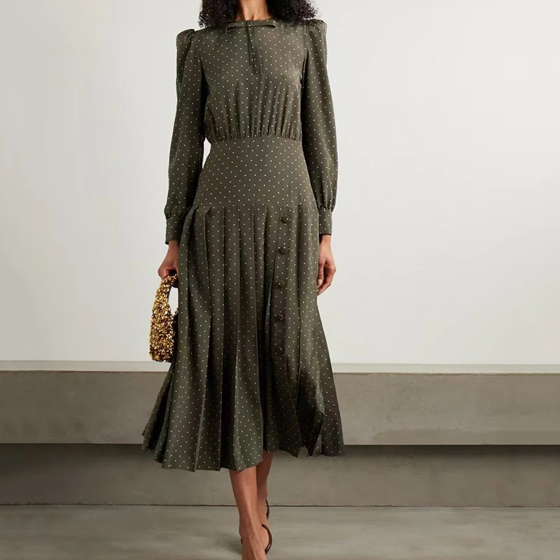 Women's Vintage Printed Press Fold Dress, Round Neck Long Sleeve Long Dress, High Quality Dresses, Summer, New, 2025
Women's Vintage Printed Press Fold Dress, Round Neck Long Sleeve Long Dress, High Quality Dresses, Summer, New, 2025