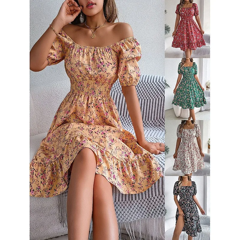 Floral Print Square Neck Short Sleeve Dress with Ruffle Hem A-Line Dresses for Spring Summer
Floral Print Square Neck Short Sleeve Dress with Ruffle Hem A-Line Dresses for Spring Summer