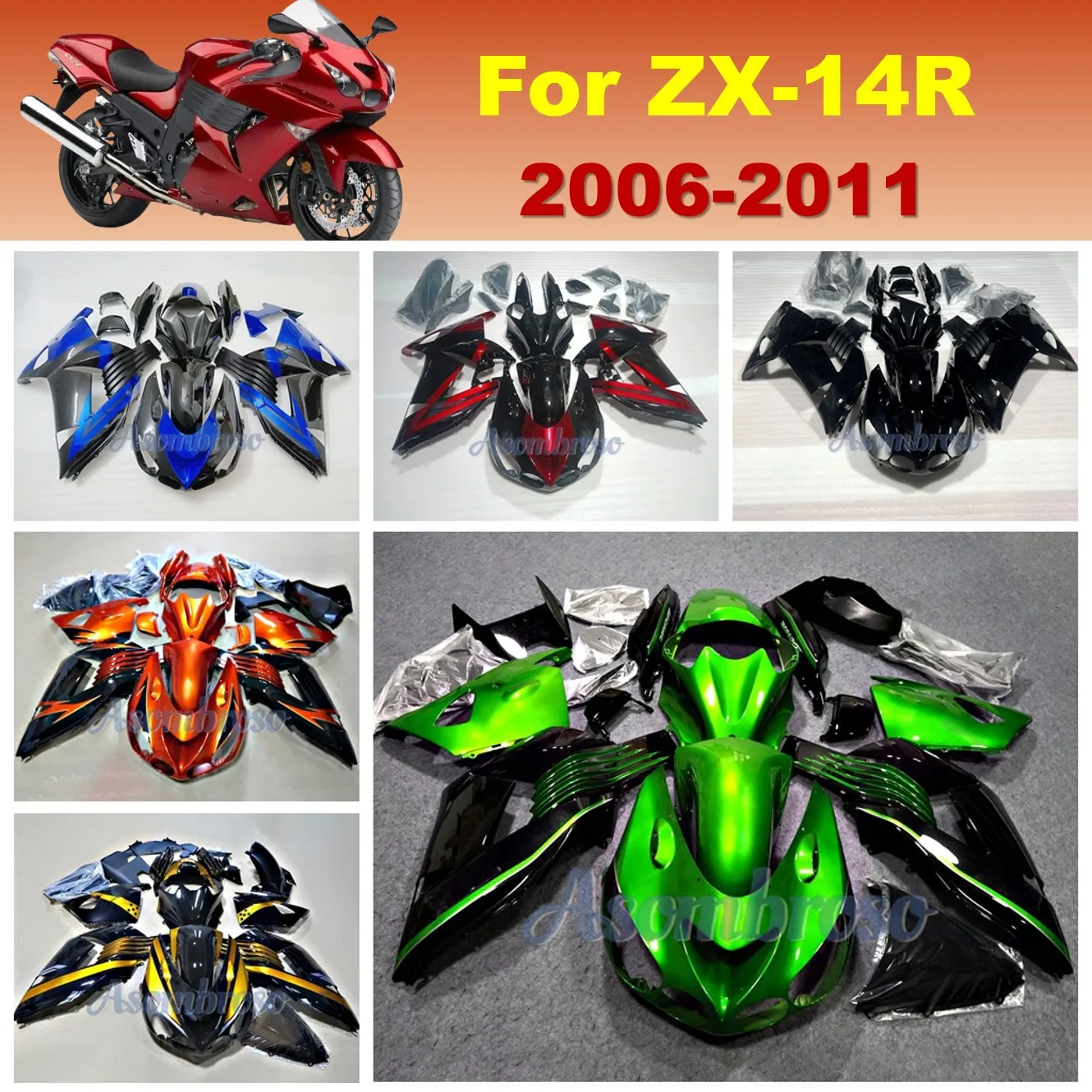 Full fairing kit For Ninja ZX14R 2006 2007 2008 2009 2010 2011 ZX14R Motorbike complete set Green Black bodywork Fairings
Full fairing kit For Ninja ZX14R 2006 2007 2008 2009 2010 2011 ZX14R Motorbike complete set Green Black bodywork Fairings