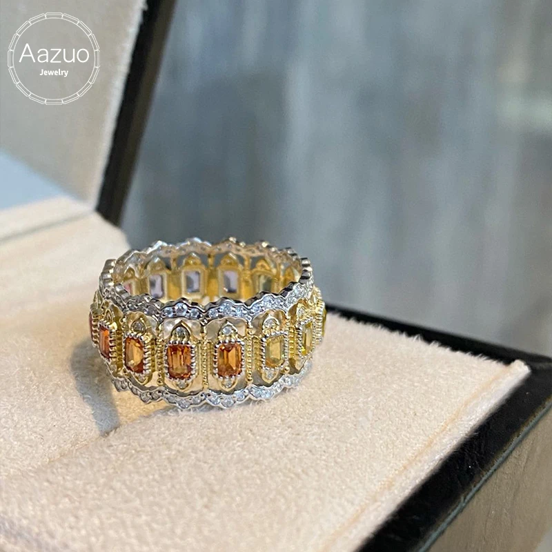 Aazuo 18K Solid Yellow Gold Natrual Colors Sapphires Fairy Rainbow Lines Ring Gifted For Woman Wedding Day Deluxe Banquet Party
Aazuo 18K Solid Yellow Gold Natrual Colors Sapphires Fairy Rainbow Lines Ring Gifted For Woman Wedding Day Deluxe Banquet Party